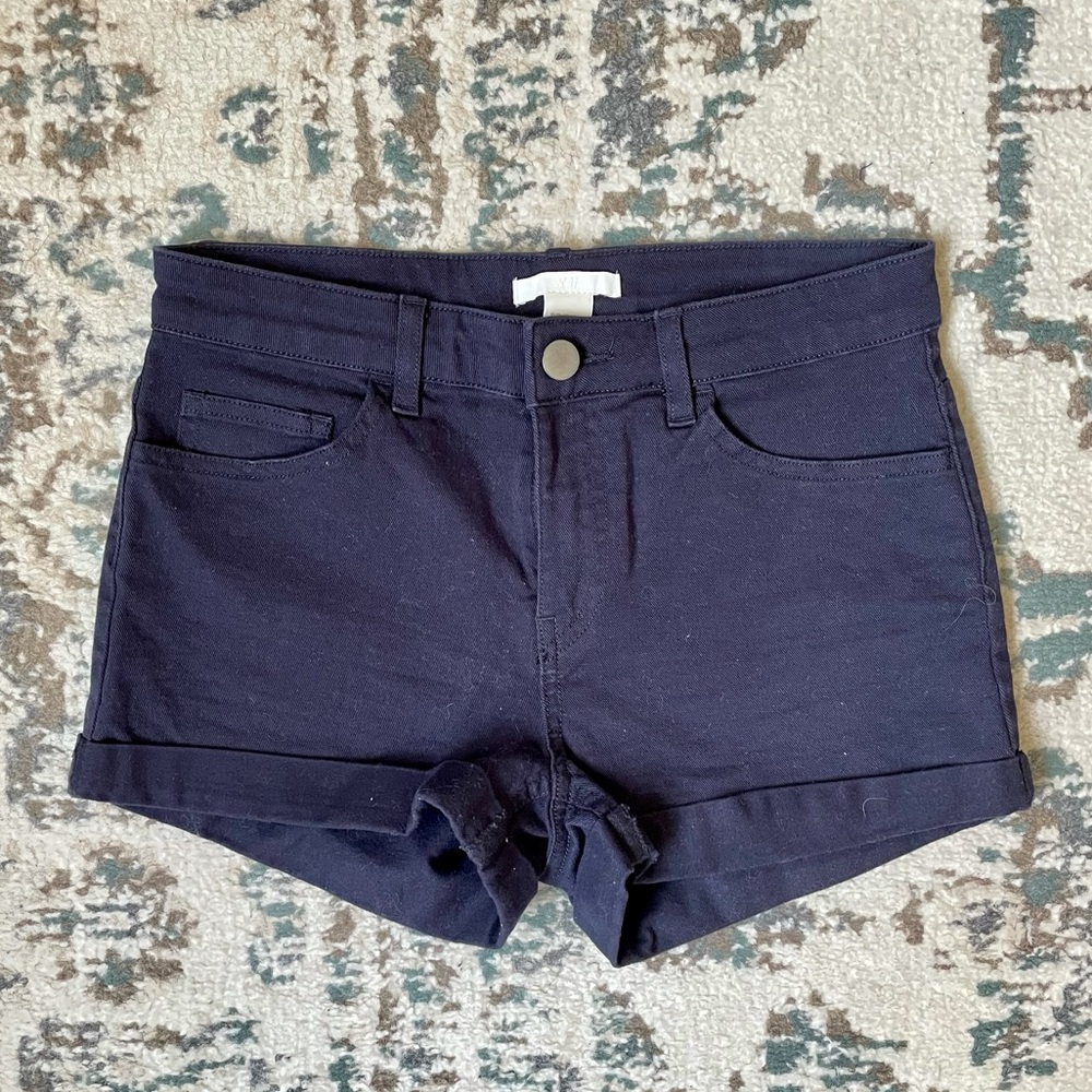 H&M Navy High Waist Shorts